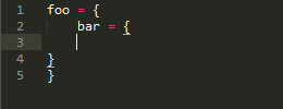 Invalid tabbing for nested curly braces