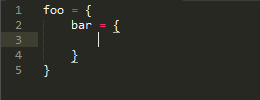 Valid tabbing for nested curly braces